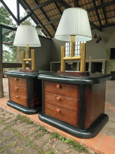 Par de Mesas de Cabeceira - Hotel Americano- Design Modernista mid century 1970