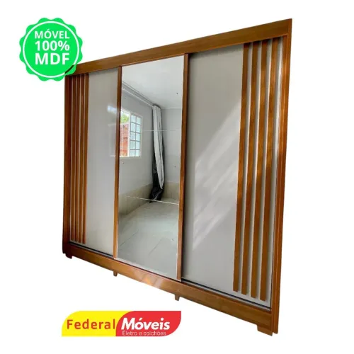 Guarda Roupa Casal com Espelho 100% MDF - Temos Crediário