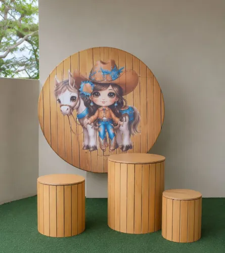 Painel para Festa Infantil + Capas de Cilindro Country Feminino 
