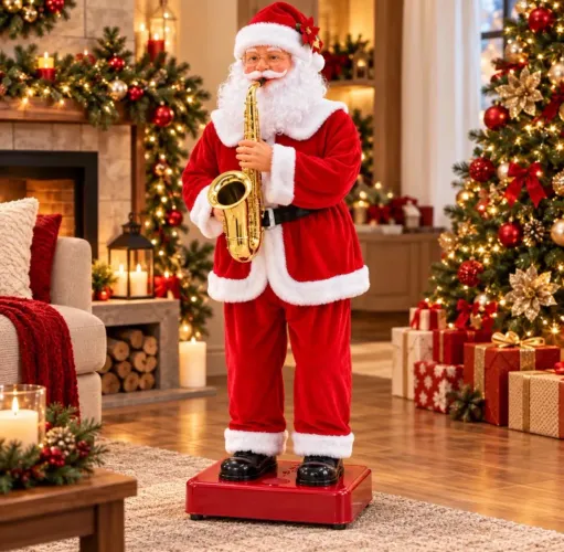 Papai noel musical sanfona 1,80cm bivolt 