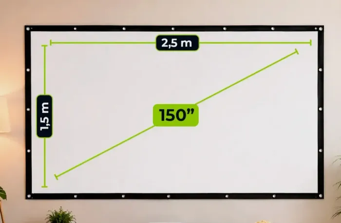 Tela de projeção para parede 150 Pol 2.5m por 1.65 Ultra Hd