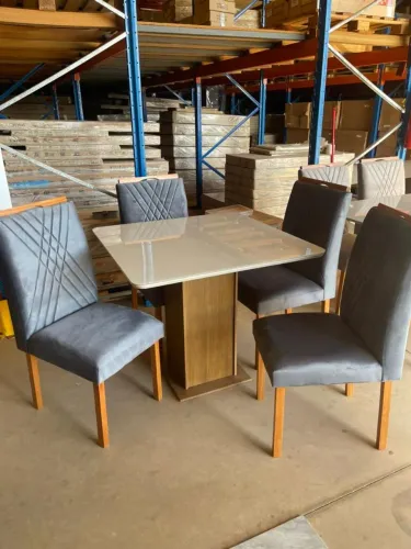 Conjunto De Mesa Com 4 Cadeiras Estofados | Produto NOVO direro da fábrica