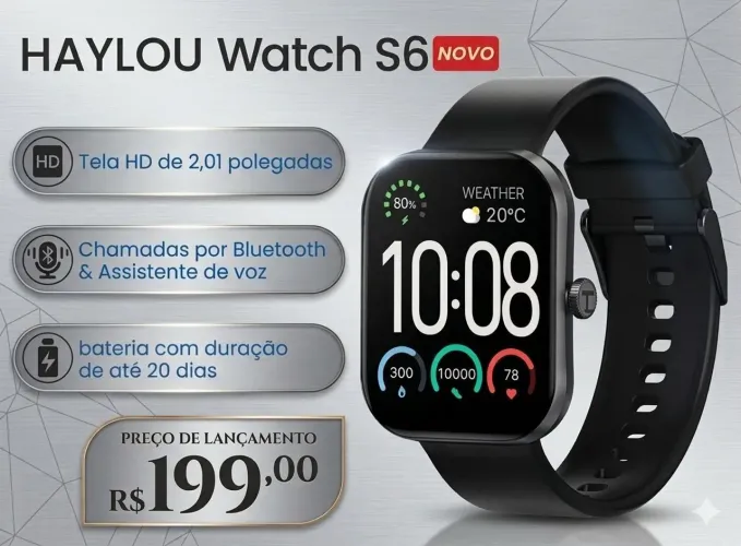 Lançamento Smartwatch Haylou S6 (Original e Lacrado)