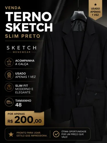 Terno tam 48 e calça slim tam 44 da marca Sketch