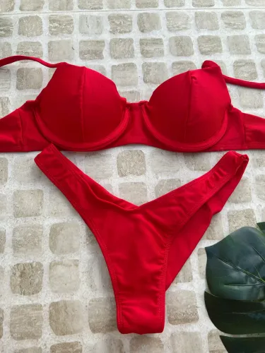 Biquíni Vermelho Tam M Meia Taça