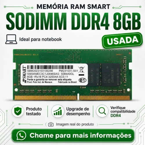 Memória RAM DDR4 8GB Notebook