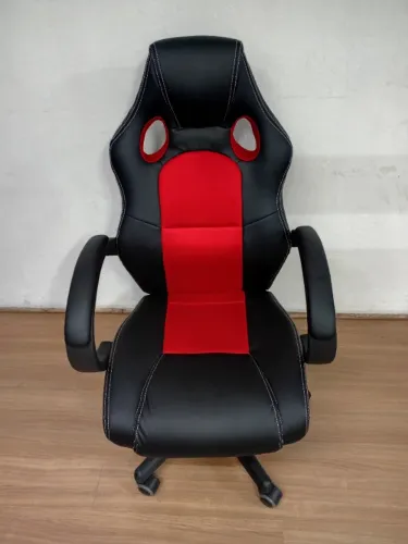 Cadeira Gamer em couro PU Preta e Vermelha