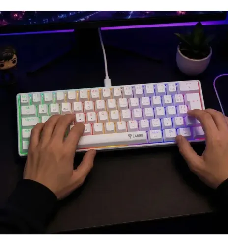 Teclado Mecânico Gamer 60% Clanm Snow Walker V2 RGB Switch