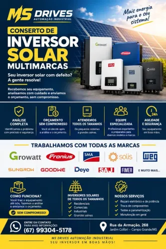 MANUTENÇÃO INVERSOR SOLAR ON GRID OFF GRID HÍBRIDO | MS DRIVES