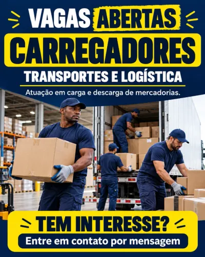 vagas carregadores diaria 120,00 8horas