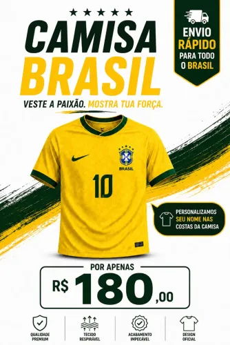 CAMISETA DO BRASIL PERSONALIZADA COM O SEU NOME 