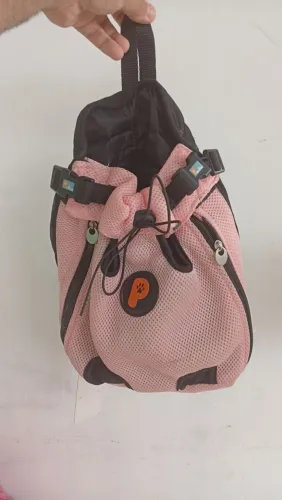 Mochila Bolsa Canguru Transporte De Pet Cachorro Gatos Preto Rosa