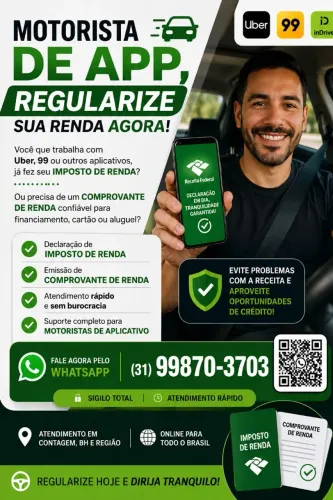 Contabilidade para motorista Aplicativo Uber 99Pop
