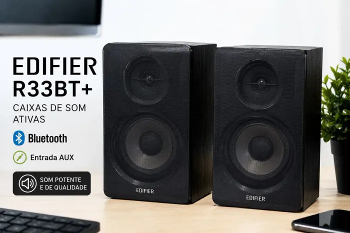 CAIXAS DE SOM EDIFIER R33BT+ BLUETOOTH - SOM POTENTE E ELEGANTE