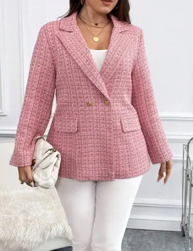 Jaqueta Tweed Rosa plus size
