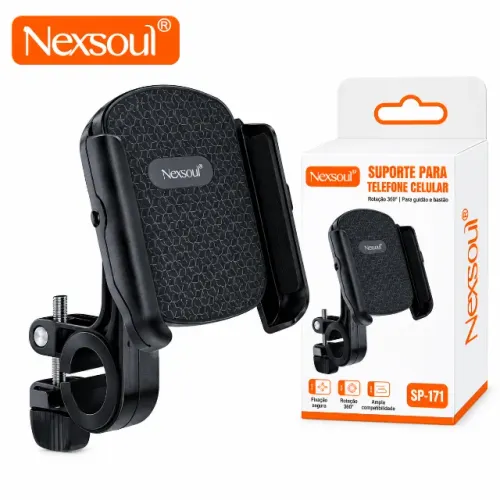 Suporte para Celular Nexsoul SP-171 360° Guidão Bicicleta Moto Bastão Ajustável Preto Resi