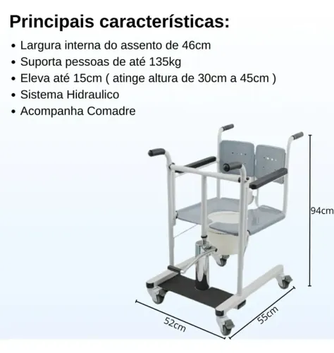 Cadeira de transferência para acamado NUNCA USADO 