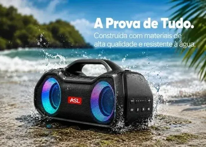Caixa de som ASL muito boa <br>Caixa De Som Asl Bluetooth 5.3 Ipx5 Rgb Tws Super Bass 60w<br>Cau