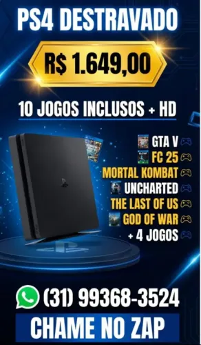 Ps4 slim e FAT e pro com 10 jogos HD hen
