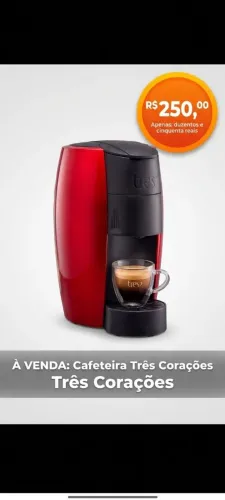 Cafeteira 3 corações cápsulas