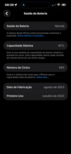 IPHONE 15 PLUS 128GB 87% SAÚDE BATERIA