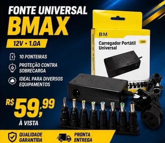 Fonte universal BMAX 12 V 1.0 A