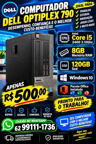 Cpu Dell Optiplex 790 I5 2400 com 8GB Memória 120GB Ssd