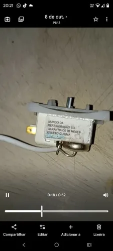 TERMOSTATO DE GELADEIRA NOVO E RELEE DE PARTIDA UNIVERSAL NOVO.