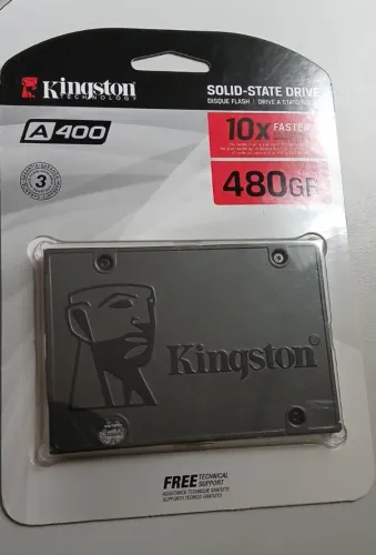 SSD 480GB Kingston A400 SATA Leitura 500MB/s Gravação 450MB/s SA400S37/480G