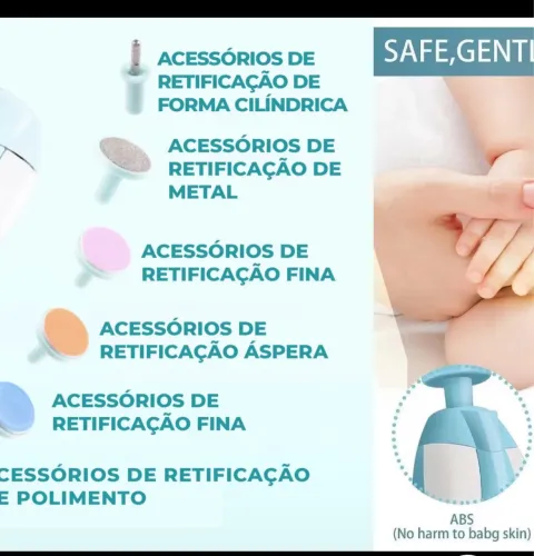 Lixa de Unha Elétrico Aparador Cortador Para Bebê Infantil Com Estojo