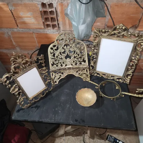 porta retrato em bronze