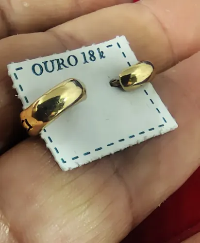 Brinco Argola Italiana Grossa e Larga Ouro 18 Kilates Peso 1.77 Gramas 11 x 3 mm