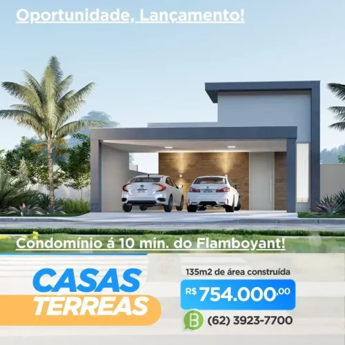 Casas 3 Quartos em Condomínio Fechado - Setor Santa Luzia - 10 Min. do Flamboyant