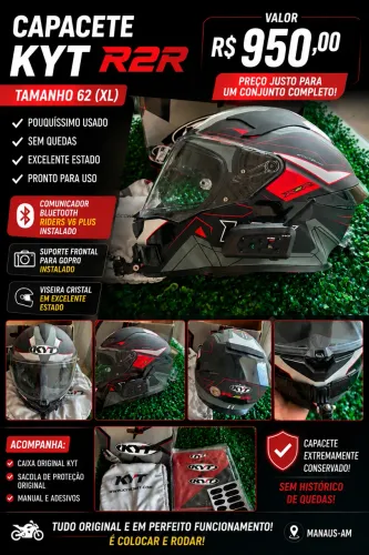 Capacete KYT R2R - Tamanho 62 (XL)