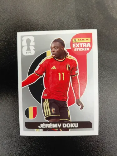 Figurinha Extra Sticker Jérémy Doku Prata(silver) - Copa 2026 - Legend
