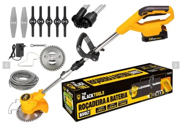 Roçadeira Aparador Grama A Bateria Recarregável 21v 750w Profissional Com Acessórios Tcg21
