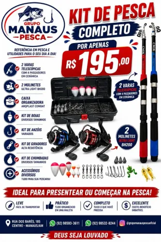 Kit de Pesca Profissional com dois molinetes 