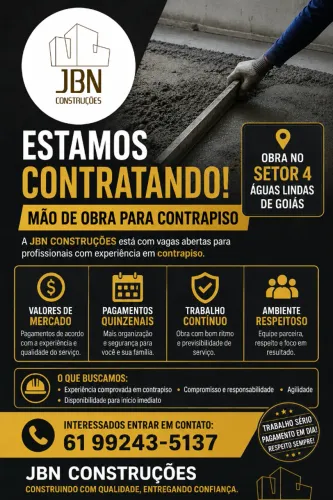 PRECISAMOS DE MÃO DE OBRA PARA CONTRAPISO