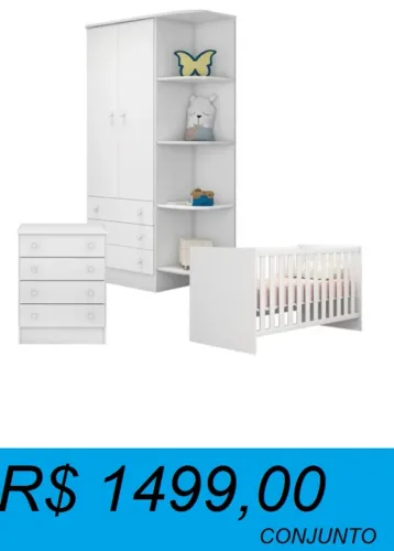 Roupeiro infantil c/ berço + cômoda - excelente qualidade e frete gratuito!