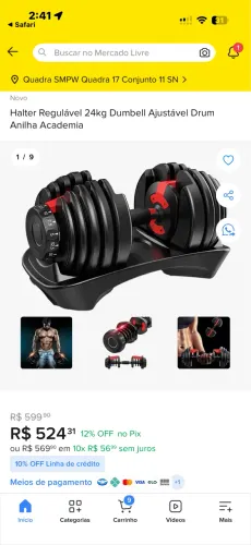 Um par de Halteres reguláveis de 24 kg