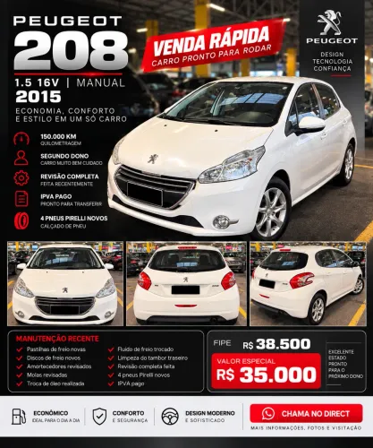 Peugeot 208 Active/active Pack 1.5 Flex 8V 5P 2015