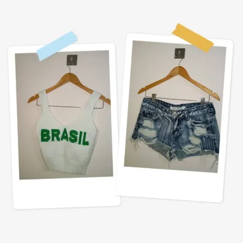 Conjunto Look BrazilCore Shorts e Cropped Tam. p/36