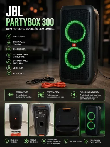 JBL PARTYBOX 300 ORIGINAL - SOM POTENTE E ILUMINAÇÃO