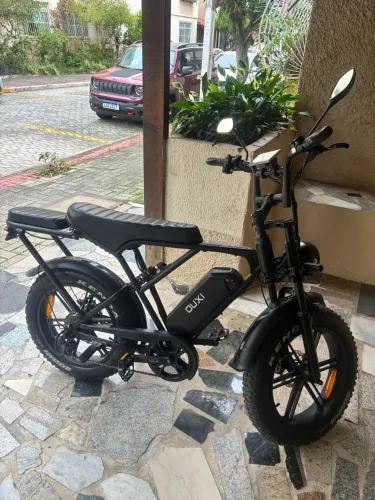 Bike Elétrica H9 1000W Preta - Novíssima + Pneus com Couro de Bode