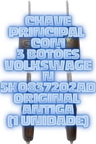 Chave Volkswagen Completa com 3 Botões 434 Mhz Antiga
