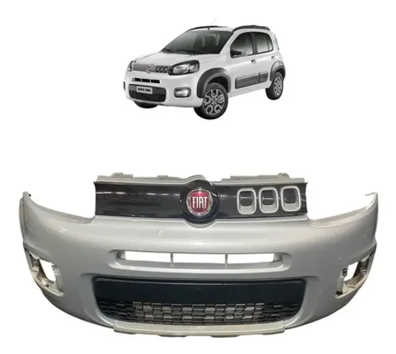 Parachoque Dianteiro Fiat Uno Way 2014 C/ Avaria Prateado