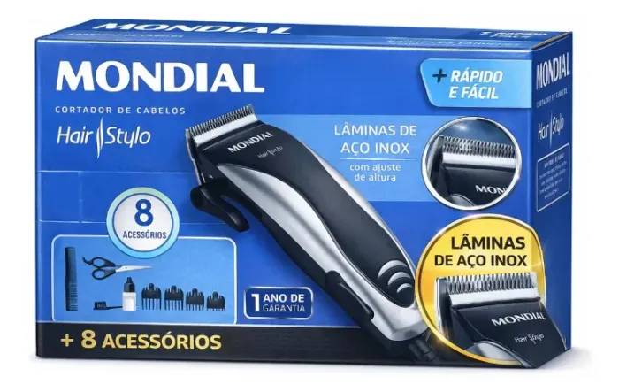 Máquina Cortar Cabelo Mondial Hair Stylo +8 Acessórios "NOVO"