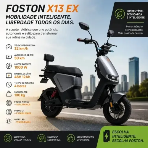 Scooter Moto Eletrica X13 Ex Foston 1000w 32km/h