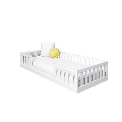 Cama Montessoriana Grão de Gente, solteiro, cor branca, com colchão Orthoflex