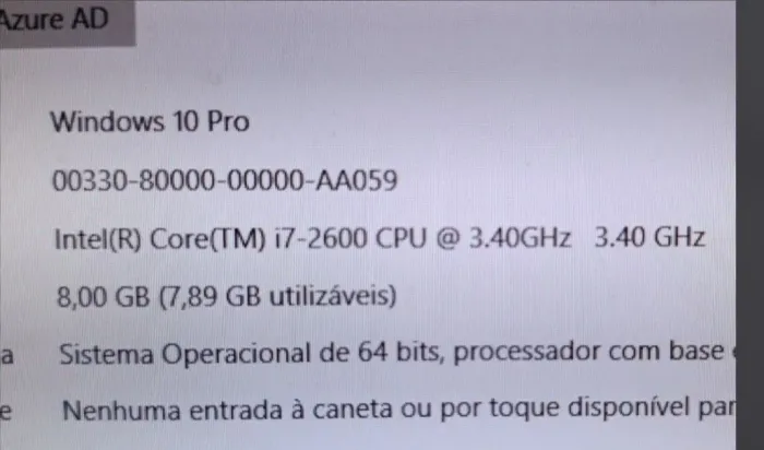 PC Core i7 + 8GB RAM + SSD 500GB + Monitor + Windows 10 Pro